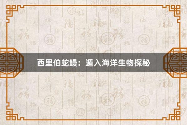 西里伯蛇鳗：遁入海洋生物探秘